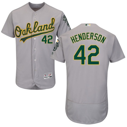 Athletics #42 Dave Henderson Grey Flexbase Authentic Collection Stitched MLB Jersey